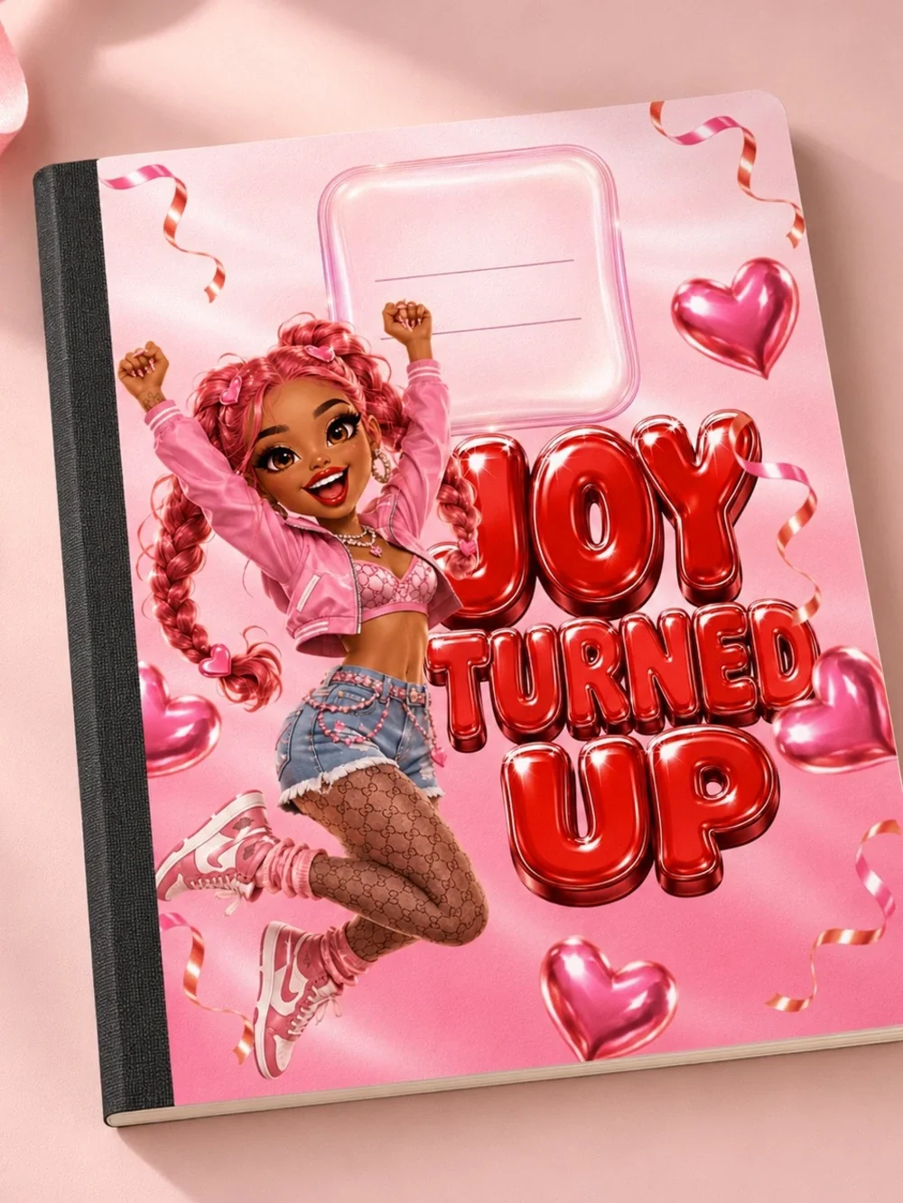 Pink Girls' Notebook - Trendy Character Design